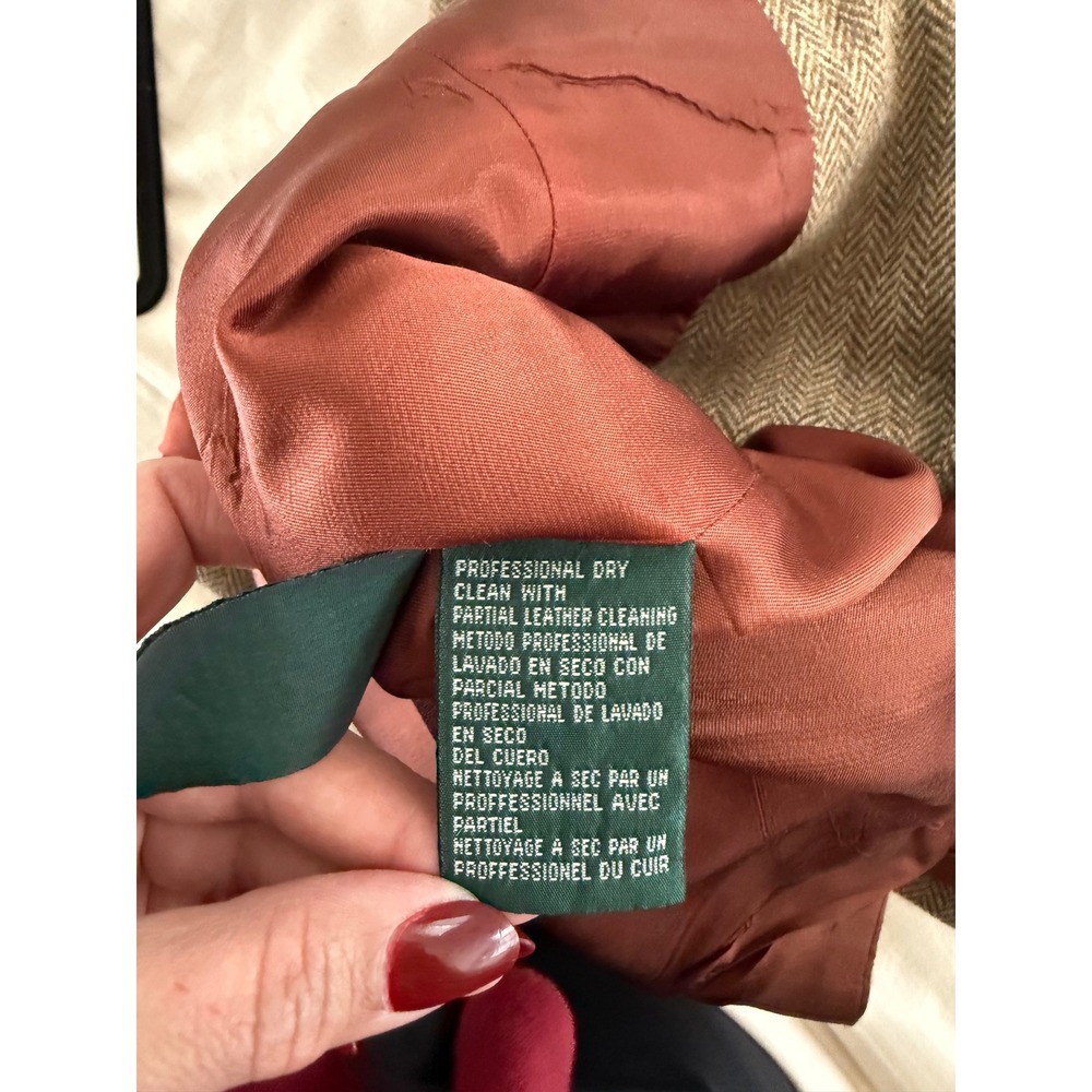 Lauren Ralph Lauren 6P Lambswool Herringbone Equestrian Blazer Heritage Brown - Picture 11 of 13